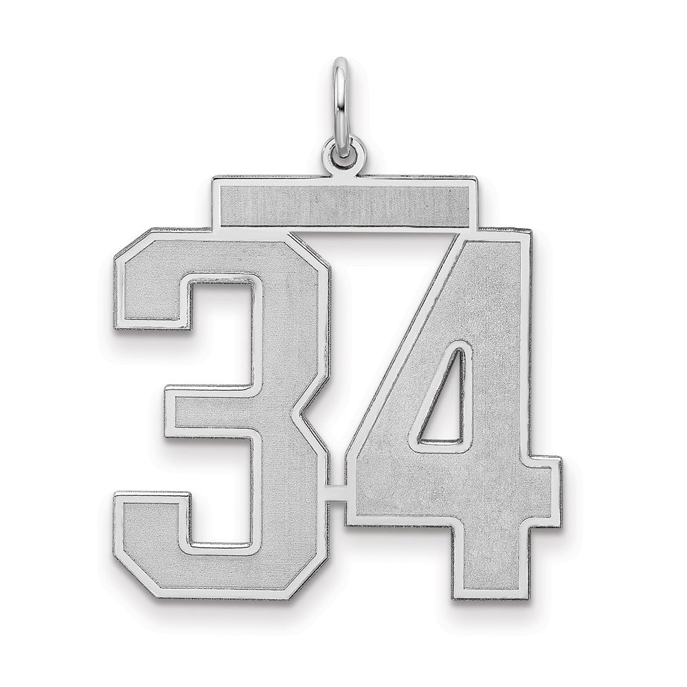 Sterling Silver/Rhodium-plated Satin Number 34 Charm - 3