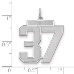 Sterling Silver/Rhodium-plated Satin Number 37 Charm - 4
