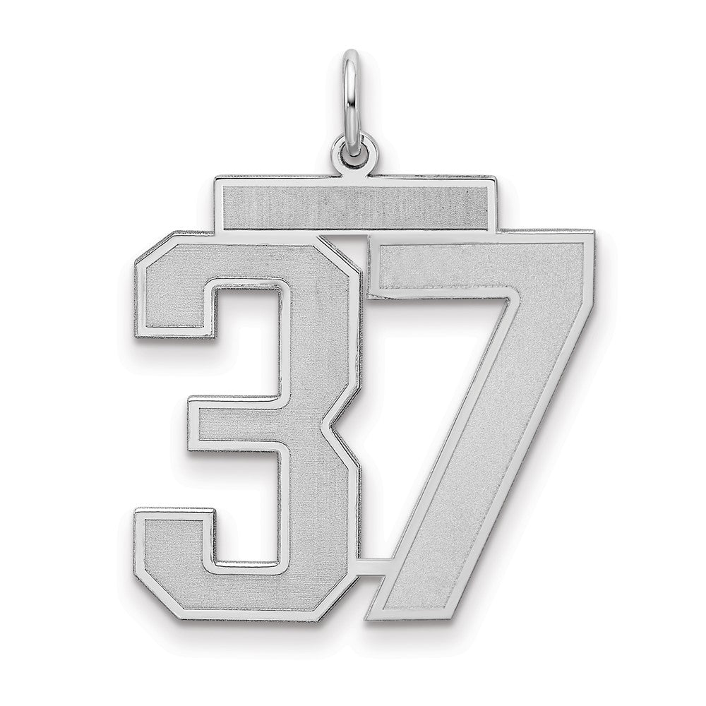 Sterling Silver/Rhodium-plated Satin Number 37 Charm - 4