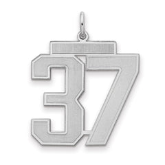 Sterling Silver/Rhodium-plated Satin Number 37 Charm - 4
