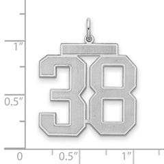 Sterling Silver/Rhodium-plated Satin Number 38 Charm - 4