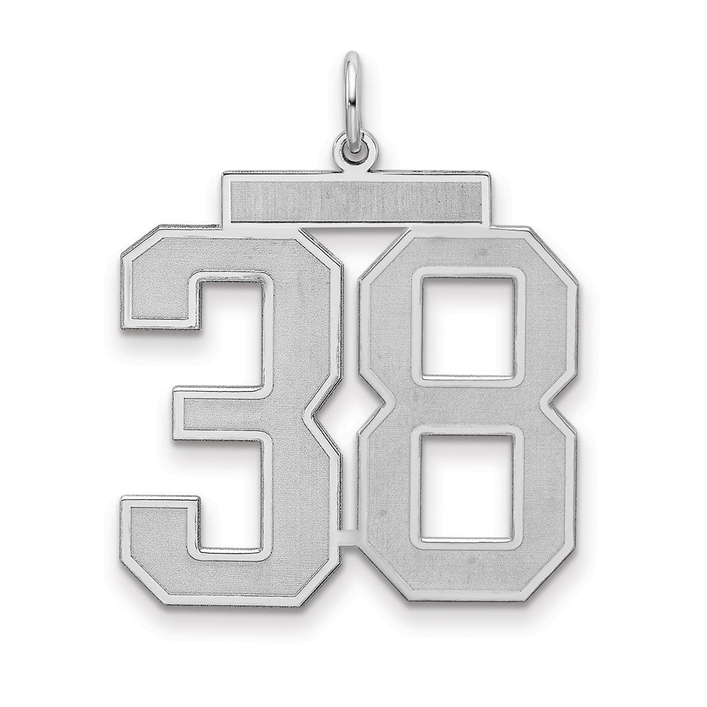 Sterling Silver/Rhodium-plated Satin Number 38 Charm - 4