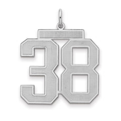 Sterling Silver/Rhodium-plated Satin Number 38 Charm - 4