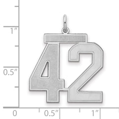 Sterling Silver/Rhodium-plated Satin Number 42 Charm - 4