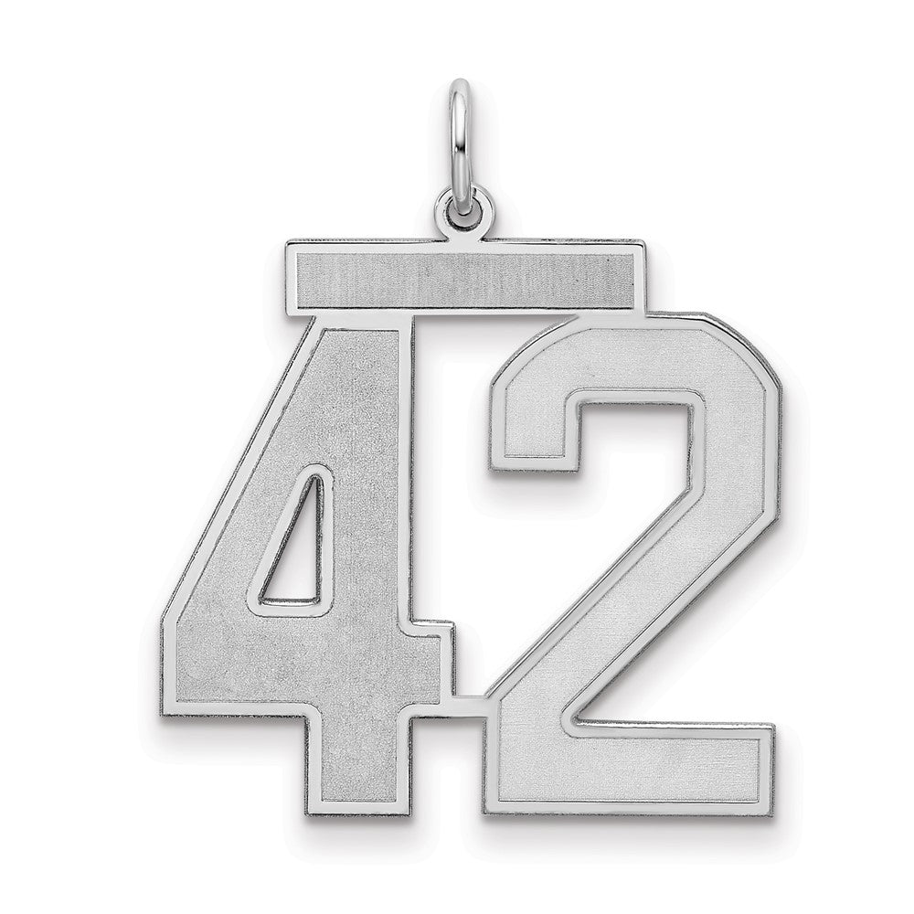 Sterling Silver/Rhodium-plated Satin Number 42 Charm - 4