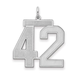 Sterling Silver/Rhodium-plated Satin Number 42 Charm - 4