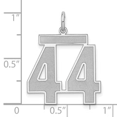 Sterling Silver/Rhodium-plated Satin Number 44 Charm - 3