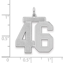 Sterling Silver/Rhodium-plated Satin Number 46 Charm - 4