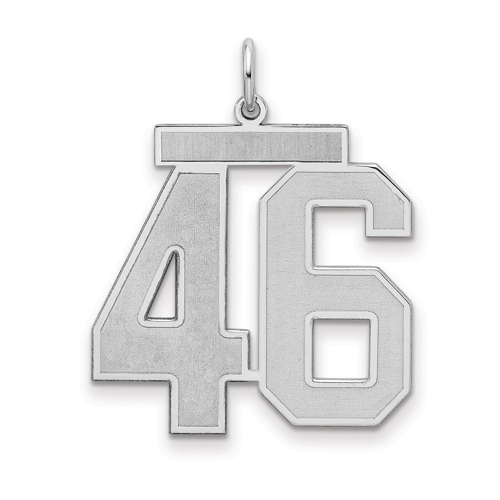 Sterling Silver/Rhodium-plated Satin Number 46 Charm - 4
