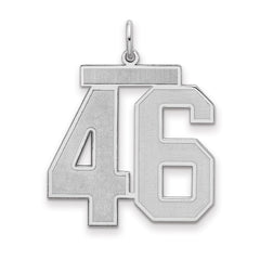 Sterling Silver/Rhodium-plated Satin Number 46 Charm - 4