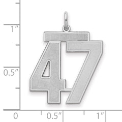 Sterling Silver/Rhodium-plated Satin Number 47 Charm - 3