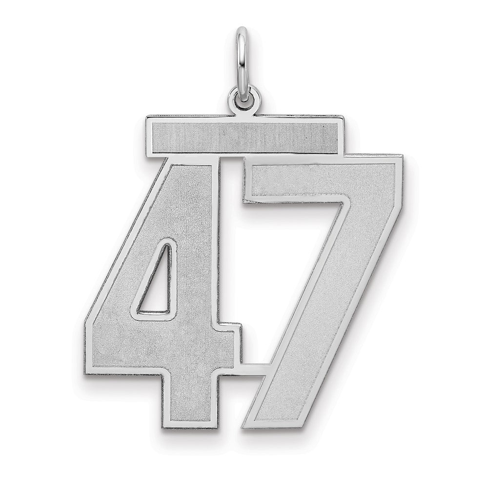Sterling Silver/Rhodium-plated Satin Number 47 Charm - 3