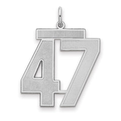 Sterling Silver/Rhodium-plated Satin Number 47 Charm - 3