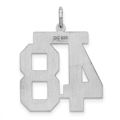 Sterling Silver/Rhodium-plated Satin Number 48 Charm - 4