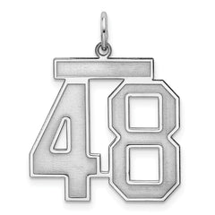 Sterling Silver/Rhodium-plated Satin Number 48 Charm - 4