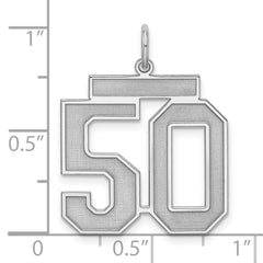 Sterling Silver/Rhodium-plated Satin Number 50 Charm - 4