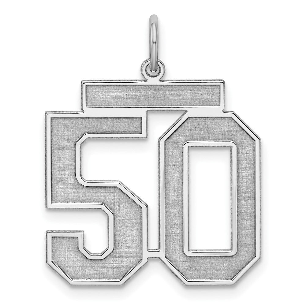 Sterling Silver/Rhodium-plated Satin Number 50 Charm - 4