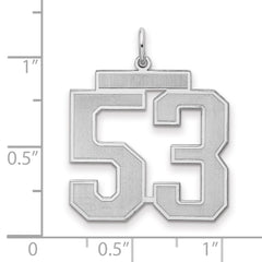 Sterling Silver/Rhodium-plated Satin Number 53 Charm - 4
