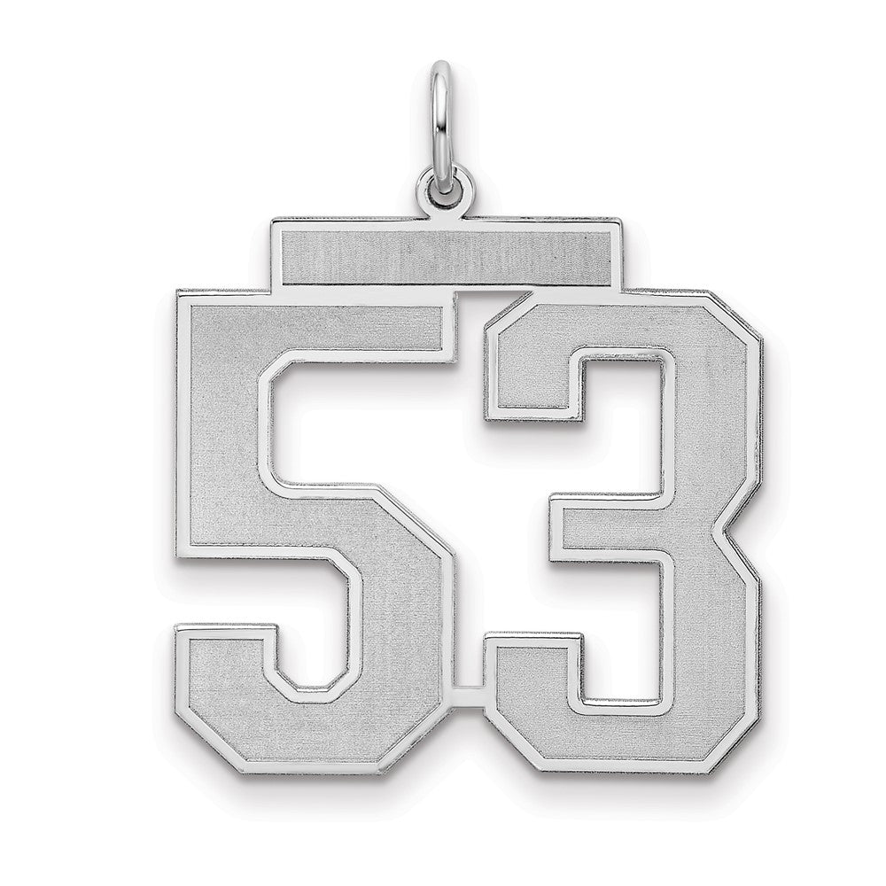 Sterling Silver/Rhodium-plated Satin Number 53 Charm - 4