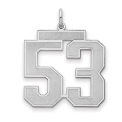 Sterling Silver/Rhodium-plated Satin Number 53 Charm - 4