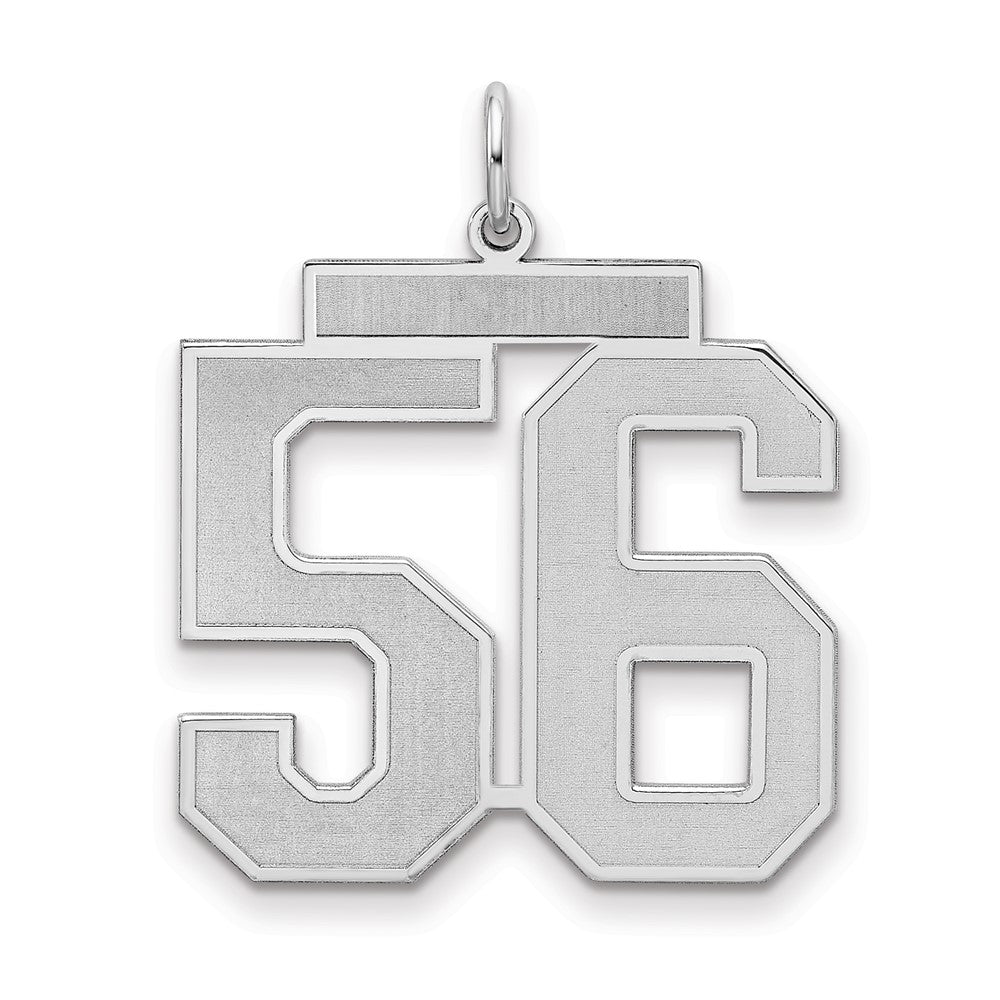 Sterling Silver/Rhodium-plated Satin Number 56 Charm - 2