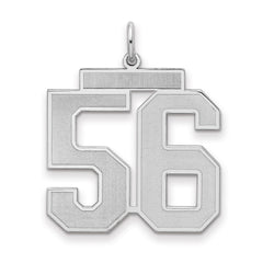 Sterling Silver/Rhodium-plated Satin Number 56 Charm - 2