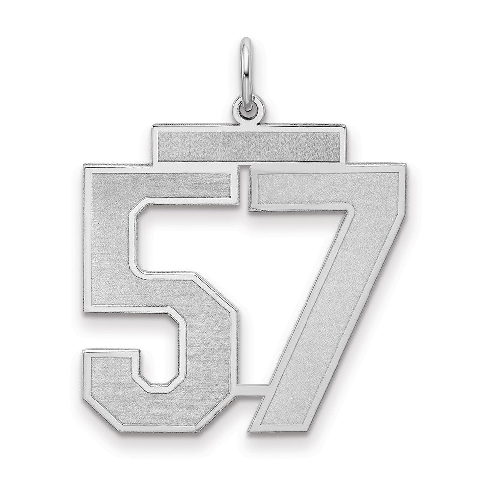Sterling Silver/Rhodium-plated Satin Number 57 Charm - 4
