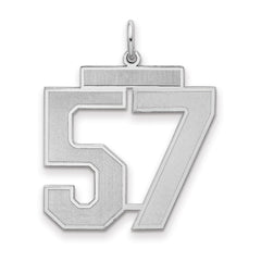 Sterling Silver/Rhodium-plated Satin Number 57 Charm - 4