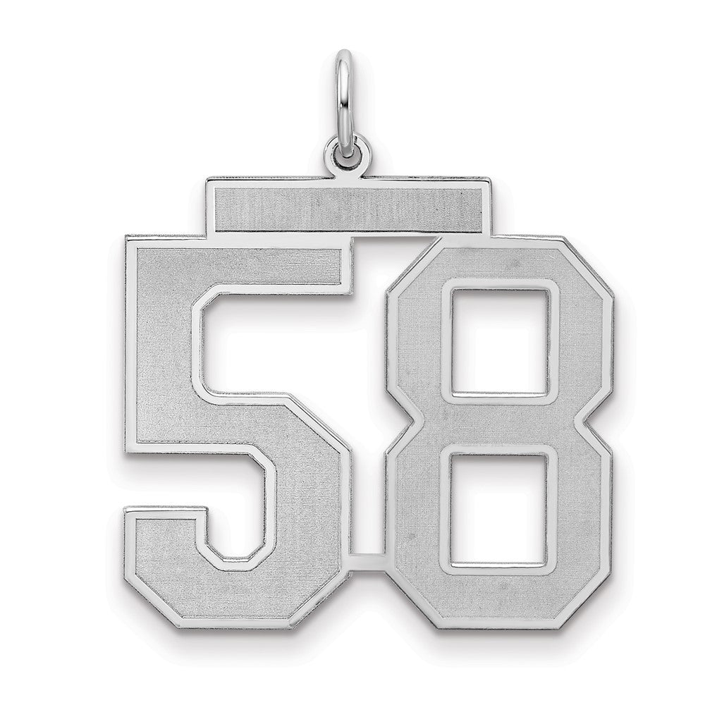 Sterling Silver/Rhodium-plated Satin Number 58 Charm - 4