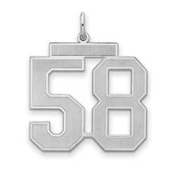 Sterling Silver/Rhodium-plated Satin Number 58 Charm - 4