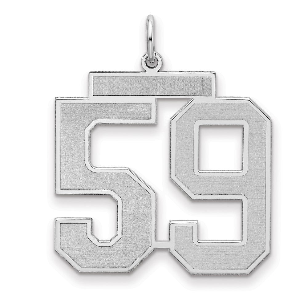 Sterling Silver/Rhodium-plated Satin Number 59 Charm - 4