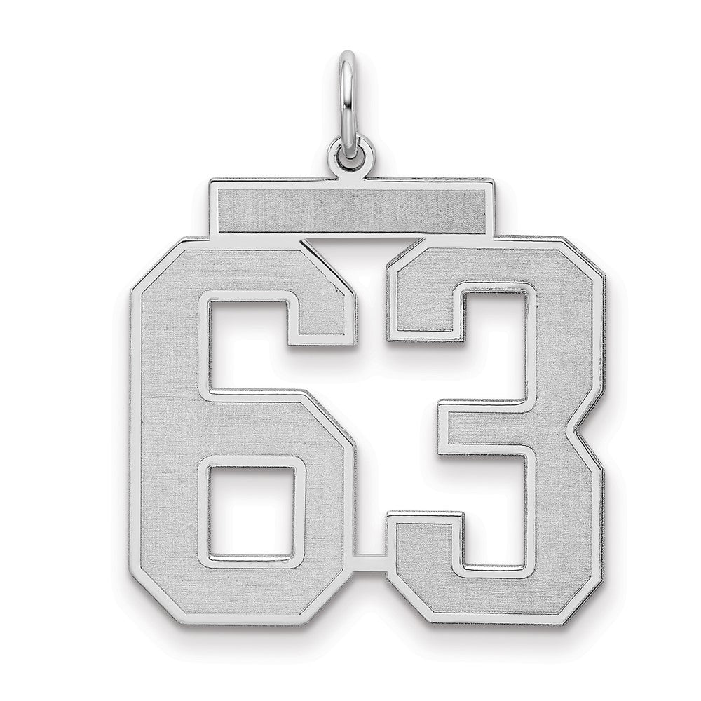 Sterling Silver/Rhodium-plated Satin Number 63 Charm - 4