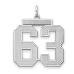 Sterling Silver/Rhodium-plated Satin Number 63 Charm - 4