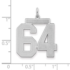 Sterling Silver/Rhodium-plated Satin Number 64 Charm - 4