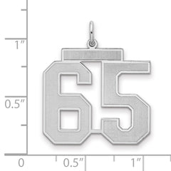 Sterling Silver/Rhodium-plated Satin Number 65 Charm - 3