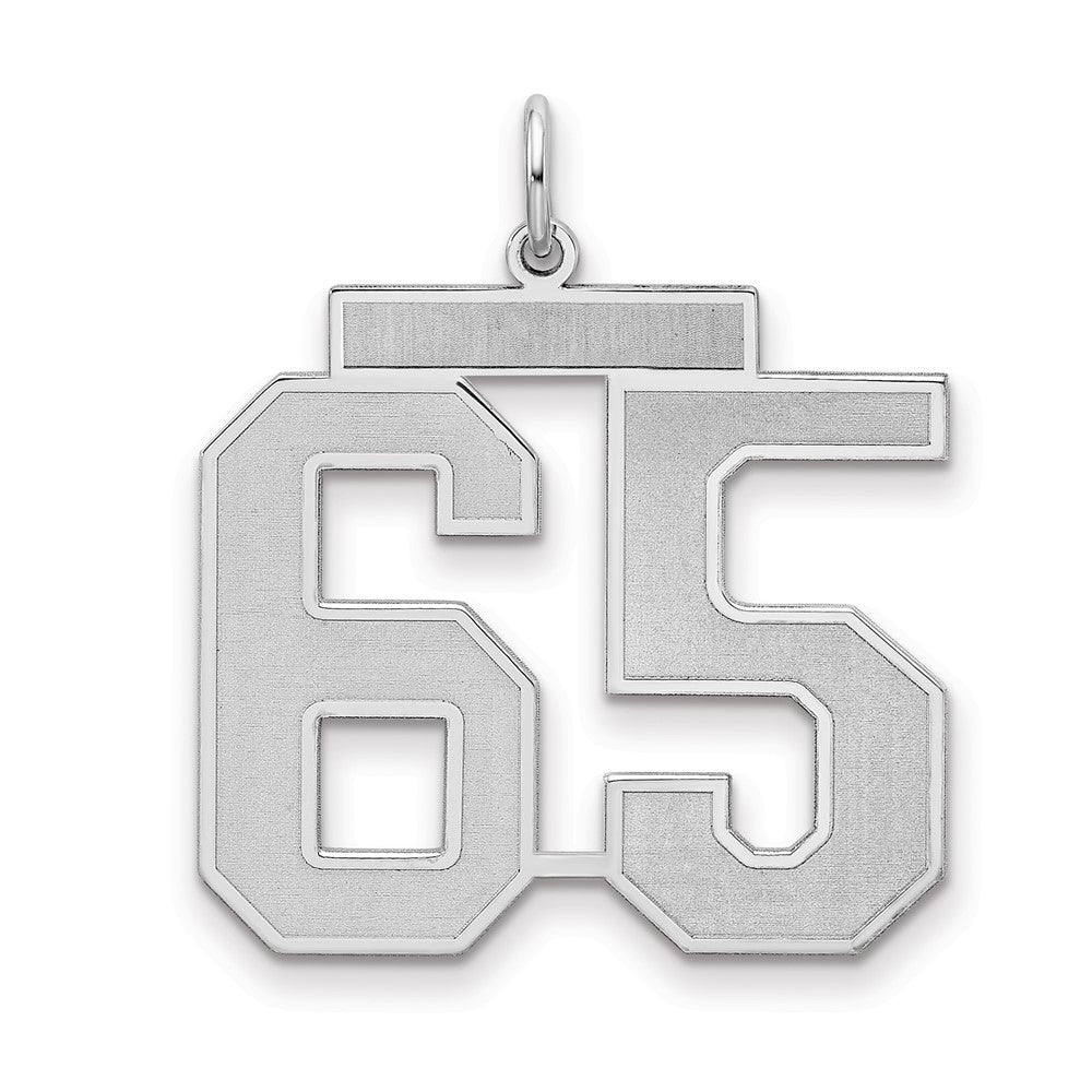 Sterling Silver/Rhodium-plated Satin Number 65 Charm - 3