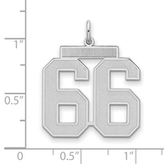 Sterling Silver/Rhodium-plated Satin Number 66 Charm - 4