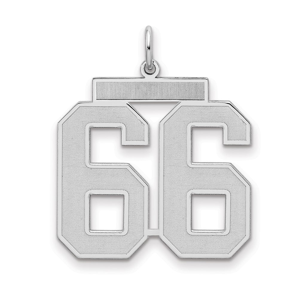 Sterling Silver/Rhodium-plated Satin Number 66 Charm - 4