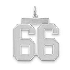 Sterling Silver/Rhodium-plated Satin Number 66 Charm - 4