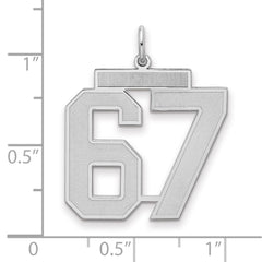Sterling Silver/Rhodium-plated Satin Number 67 Charm - 4