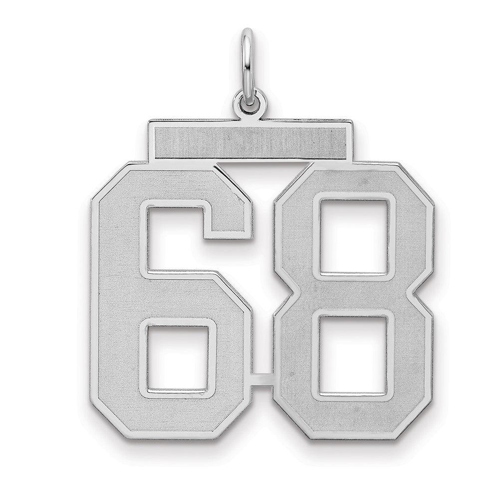 Sterling Silver/Rhodium-plated Satin Number 68 Charm - 2