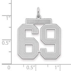 Sterling Silver/Rhodium-plated Satin Number 69 Charm - 4
