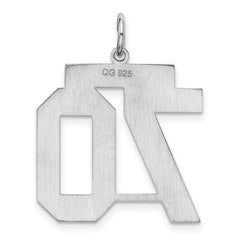 Sterling Silver/Rhodium-plated Satin Number 70 Charm - 4
