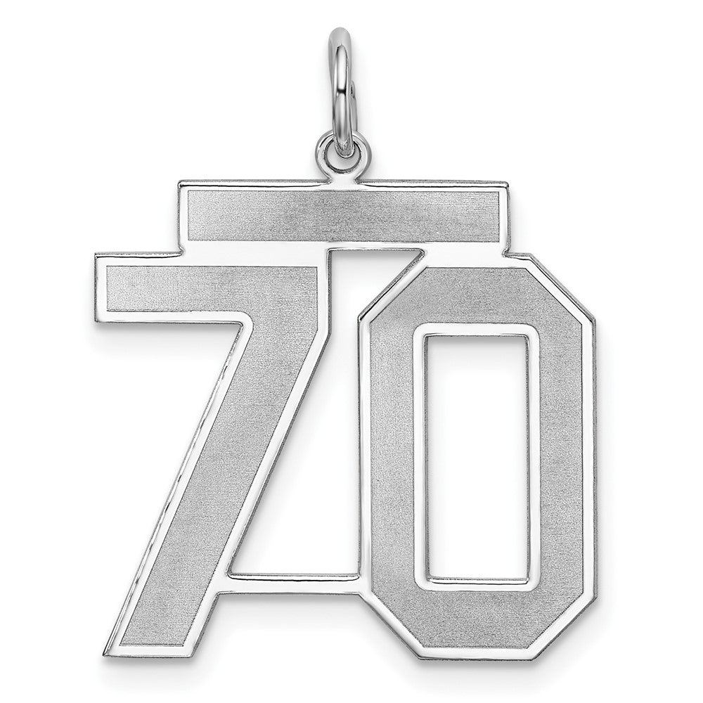 Sterling Silver/Rhodium-plated Satin Number 70 Charm - 4