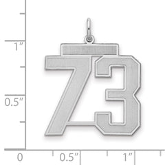 Sterling Silver/Rhodium-plated Satin Number 73 Charm - 4