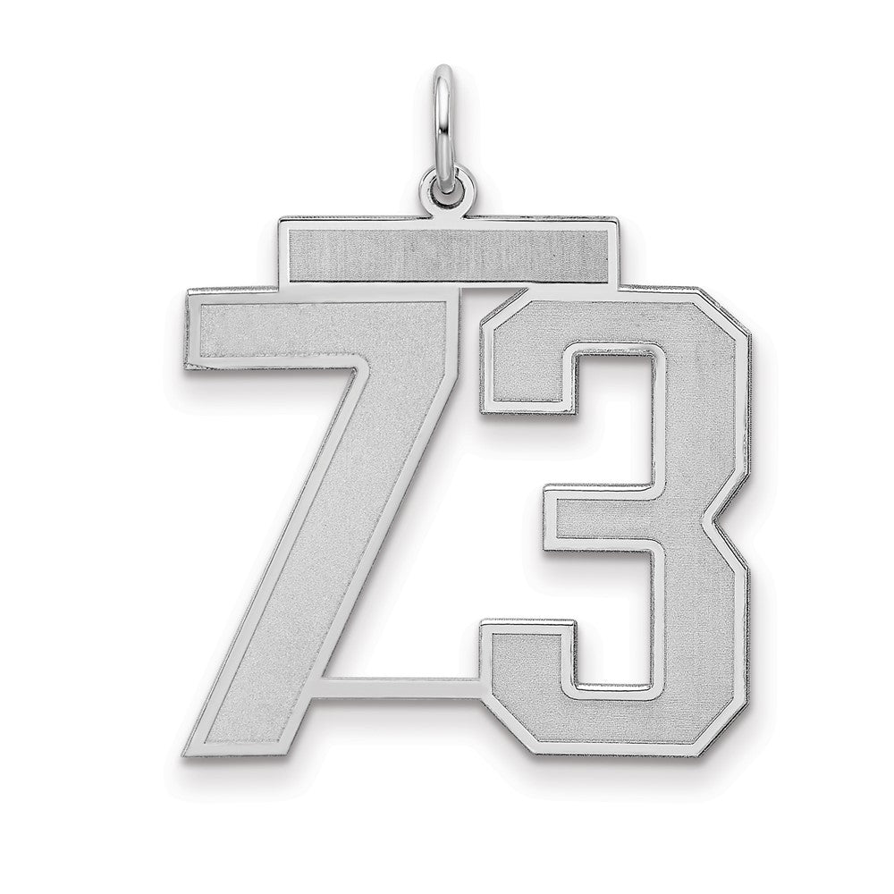 Sterling Silver/Rhodium-plated Satin Number 73 Charm - 4