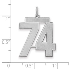 Sterling Silver/Rhodium-plated Satin Number 74 Charm - 4