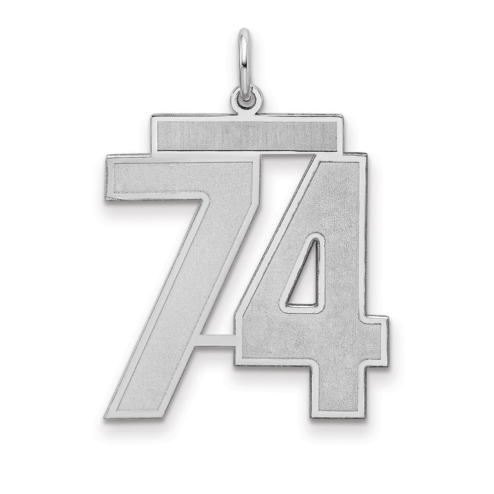 Sterling Silver/Rhodium-plated Satin Number 74 Charm - 4