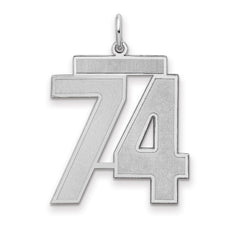 Sterling Silver/Rhodium-plated Satin Number 74 Charm - 4