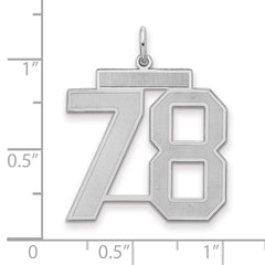 Sterling Silver/Rhodium-plated Satin Number 78 Charm - 4